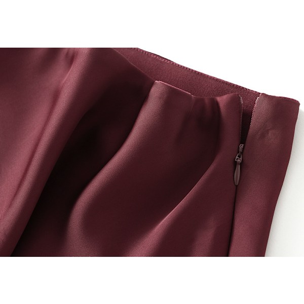2 stk. Satin skjørt for damer, høyt liv, lange skjørt for kvinner red M