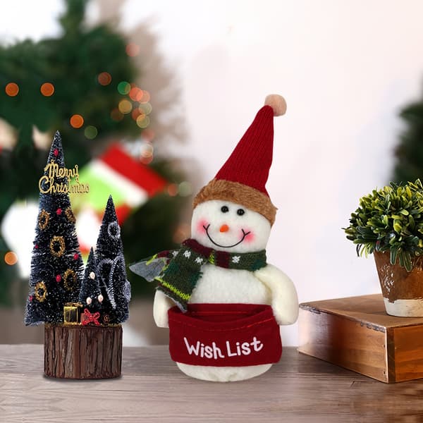 Jul Stående Docka Polyester Snögubbe Tomte Tvådelat Set Dekor
