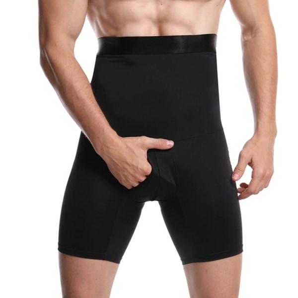 Män Shapewear Shorts med Hög Midja, Tummy Control Underkläder, Slankare Form black M