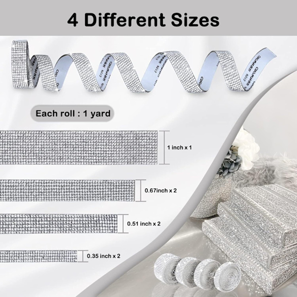 Rhinestone-band 7 rullar 7 meter självhäftande diamant Bling Rhinestones-remsor