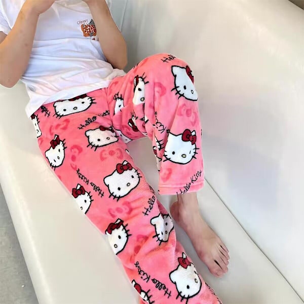 Anime Pyjamasbyxor med Heltryck för Kvinnor rose red 2XL