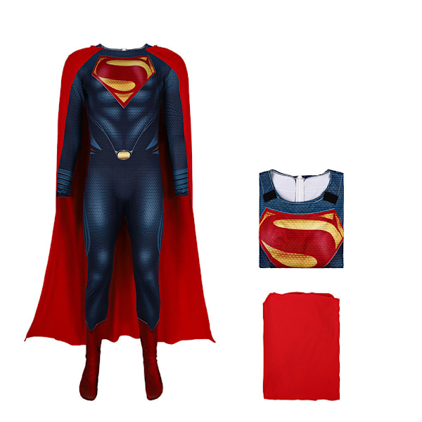 Voksen Superman Kostume, Superman Muskelbryst Jumpsuit med Kappe 120