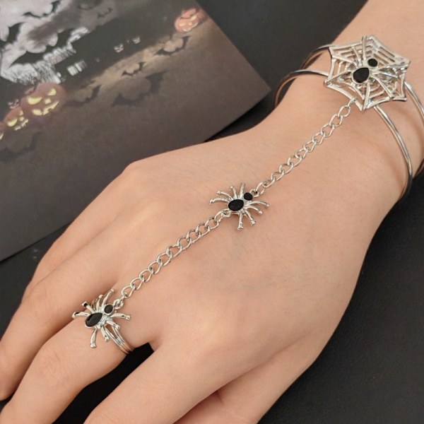 Finger Ring Armband för Kvinnor Hand Smycken Gåvor Halloween Kostym Cosplay silver style 1