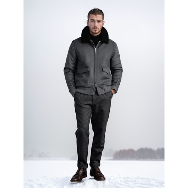 Herrar Zip Up Vintertröja Varm Fleecejacka grey L