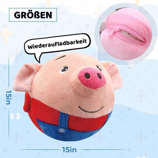 Aktiv Bevægelig Plushlægetøj, Interaktiv Kvækkende Bevægelig Hundekat Hoppebold Legetøj Pink Pig Bluetooth