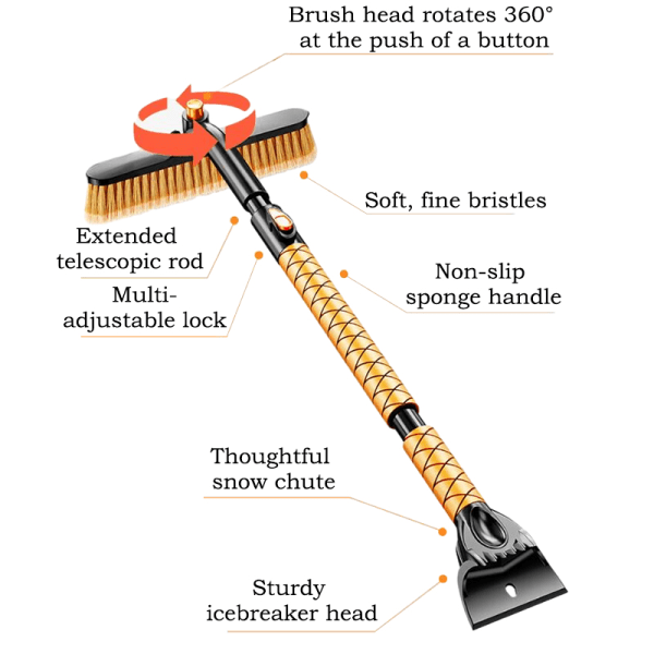 Utdragbar isskrapa snöborste, löstagbart verktyg för snöröjning
