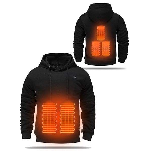 Uppvärmd Hoodie för Unisex, Uppvärmd Tröja för Män och Kvinnor black M