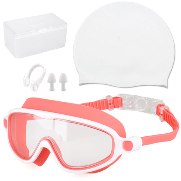 Svømmebriller Anti-Dug Anti-UV Bredt Syn Svømmebriller for Barn 3-15 White