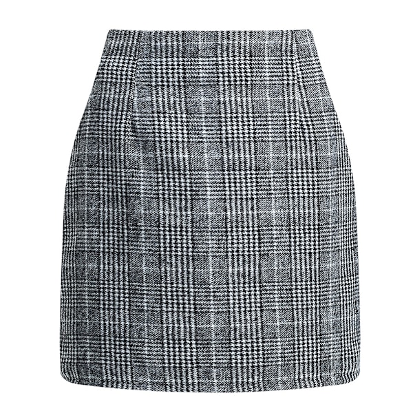 Dame Plaid Højtaljet Bodycon Miniskørt black XL