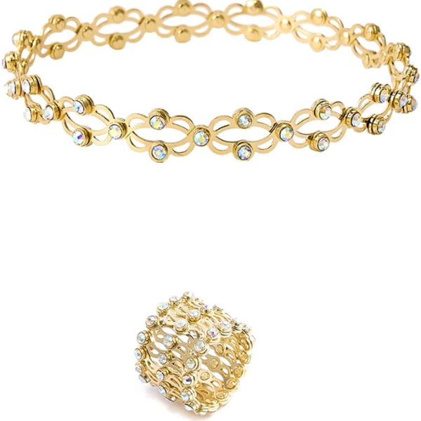 2 i 1 Ring Justerbart Armband Magnetisk Armband Smycken Ringar gold