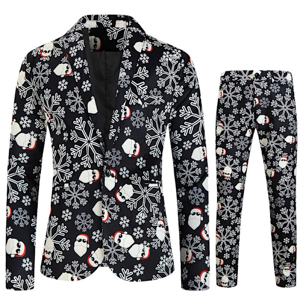 Herre Julekostume 2 Dele Juleferie Fest Tuxedo Dragter BLACK 4XL