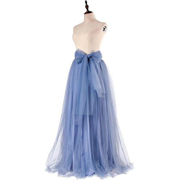 Dame Bryllup Lang Maxi Puffy Tyl Nederdel blue M