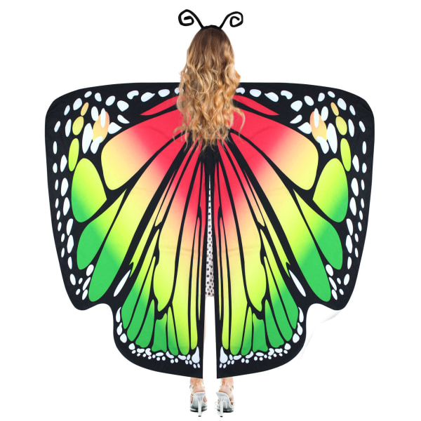 Butterfly Wing Cape Sjal med spetsmask och pannband color1