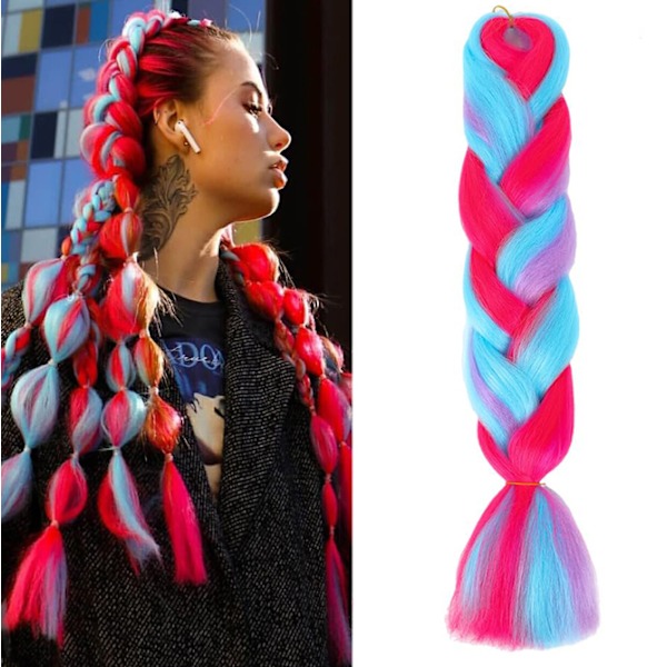 Färgmix Fläthår Extensions Jumbo Hår Regnbågsfärg Flätade Peruker Color 5