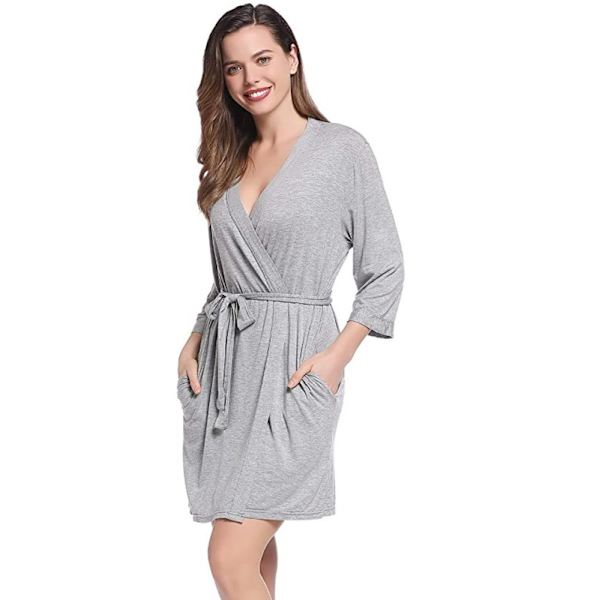 Kvinnors korta kimono-rock med fickor Grey M