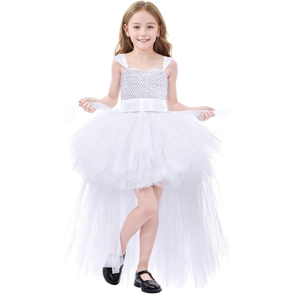 Tutu-klänning för flickor Tulle-klänning Festklänning för högtider white 6T