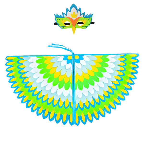 Ugglapåfågelvingar Fågelkostym med mask Fest Cosplaydräkt för barn color12