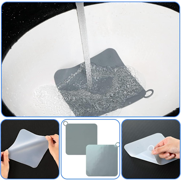 Gulvavløpsmatte i silikon, luktdempende, med silikagel-avløpsplugger grey 15*15cm