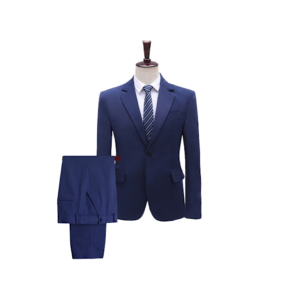 Miesten 2-osainen Slim Fit -puku Liike- ja Hääjuhliin Dark blue S