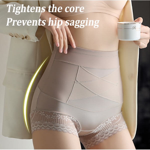 Dame Tummy Control Højtaljet Træner Body Shaper Khaki M