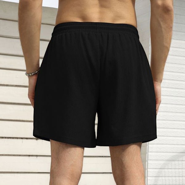 Herr 2 i 1 löparshorts sport shorts med foder black M