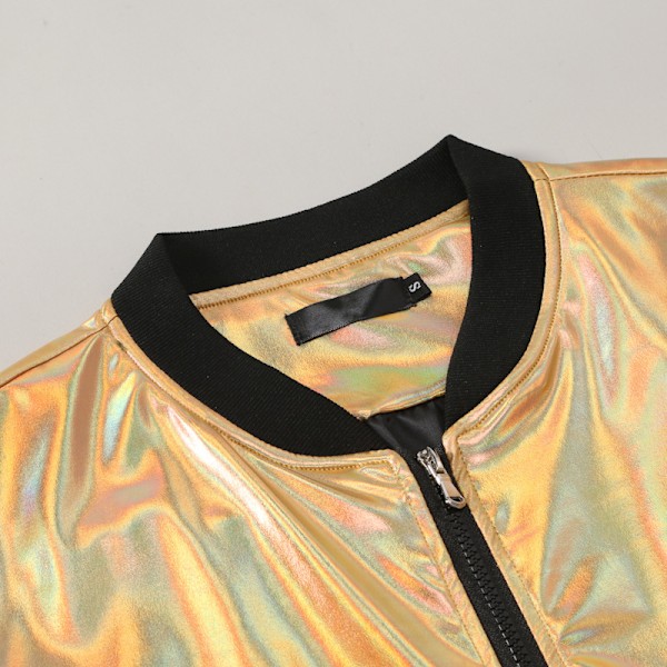 Metallisk jakke for menn 70-talls Disco Party Varsity-jakke gold M
