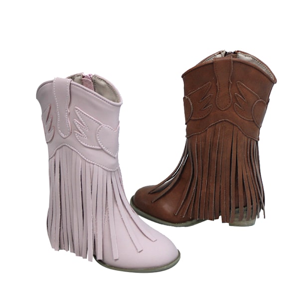 Cowgirl-tyyliset nahkasaappaat pienille tytöille talveksi brown sizse7