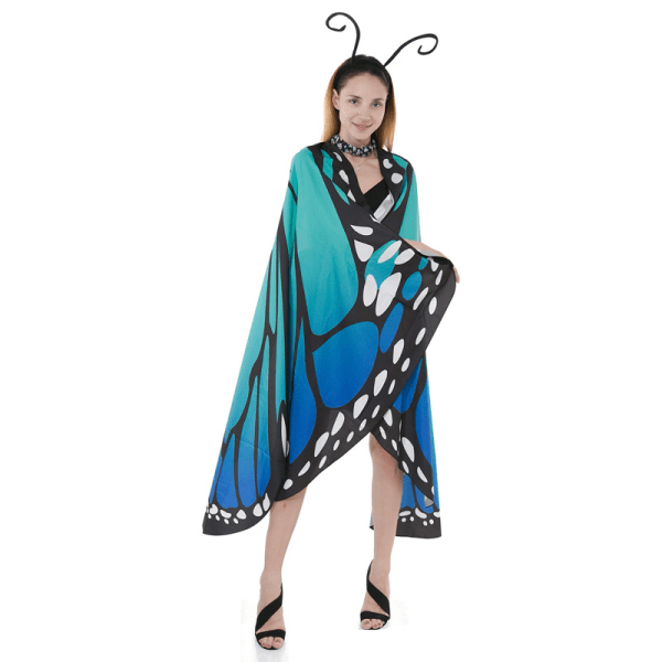 Butterfly Wing Cape Sjal med spetsmask och pannband color8