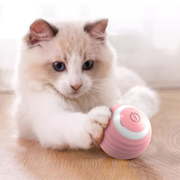 Älykkäät kissalelut, sähköinen automaattinen rullaava pallo interaktiivinen kissanpentujen koulutuslelu Pink+Blue