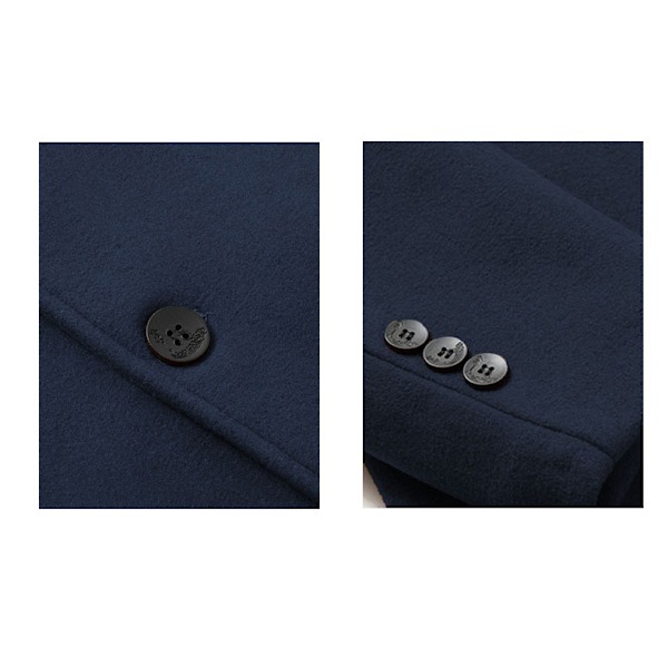 Herrar Ullblandning Peacoat Notched Krage Enkelknäppt Överrock blue S