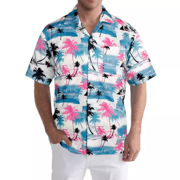 Herr Hawaiian Skjortor Kortärmad Knapp Ned Casual Skjortor Tryckta Strand Skjortor Color 3 M