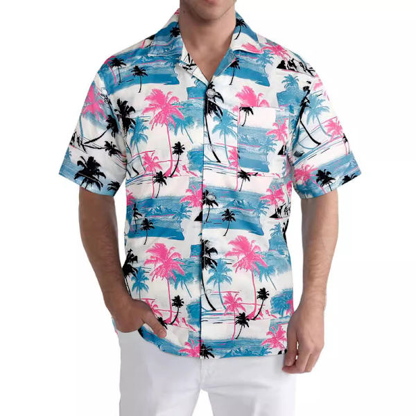 Miesten Havaijilaiset Paidat Lyhythihainen Napitettava Rentopaita Painettu Rantopaita Color 3 2XL