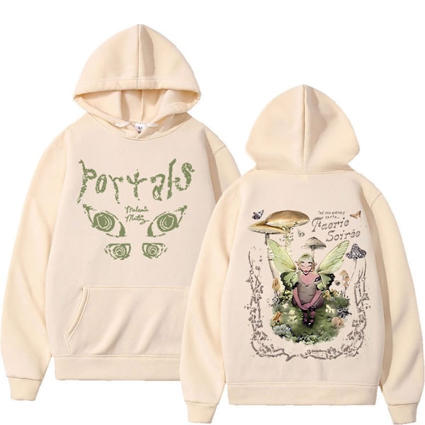 Portals Hoodie med lynlås - Y2K Hip Hop Streetwear beige S