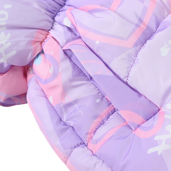 Vinterkappa för flickor med huva för barn med print i parkas ytterkläder Pink&Purple 150cm
