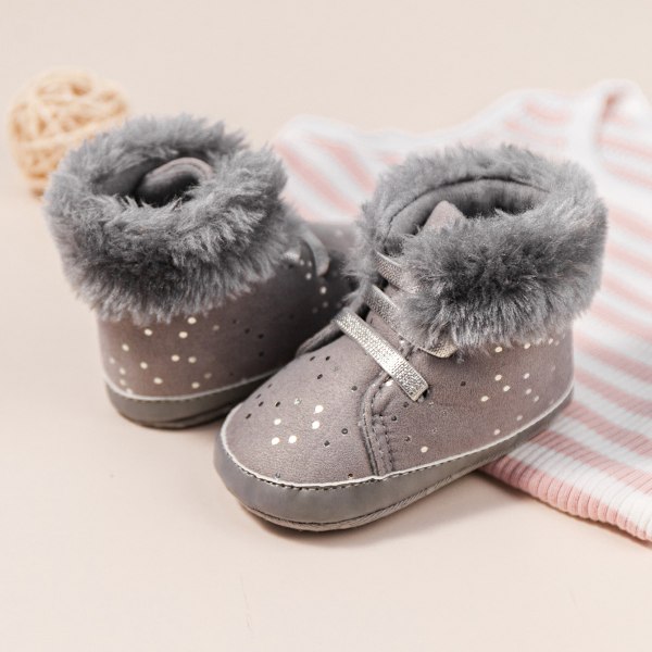 Baby Snow Boots Vinter Skor Spädbarn Pojkar Flickor Booties Halkfri Kallt Väder grey 13cm