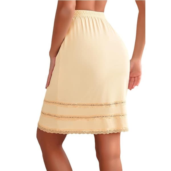 Halv Slip til Kvinder Underskørt Kjole Forlænger Blonder beige M