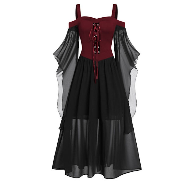 Halloween-kostym för kvinnor, gotisk klänning, vuxen vampyrklänning red 4XL