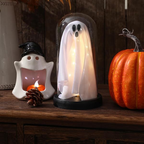 Halloween-dekor, upplyst spöke i glaskupa