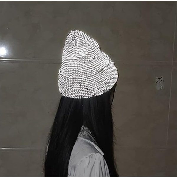 Reflekterande Stickade Mössor Hög Synlighet Vinter Varma Hattar Kvinnor Män Bonnet red