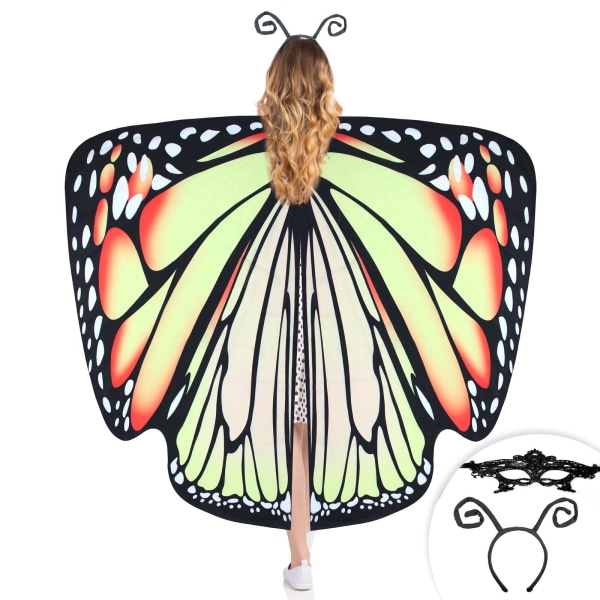 Butterfly Wing Cape Sjal med spetsmask och pannband color7