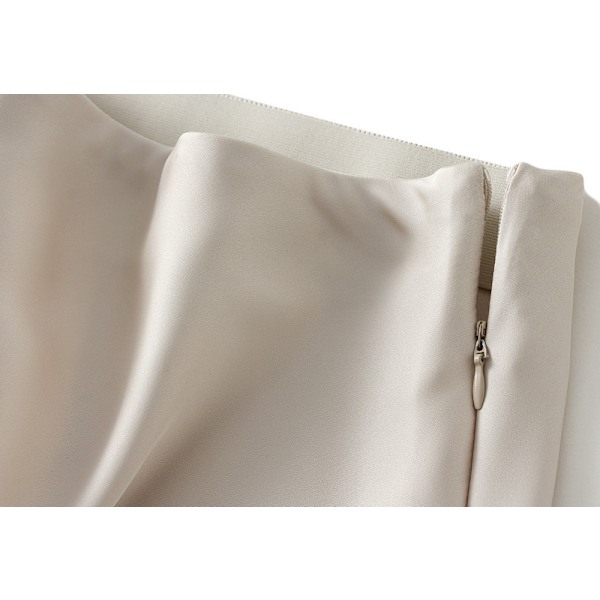 2 st Kvinnors Satinskjort, Hög Midja, Långa Kjolar för Kvinnor beige L