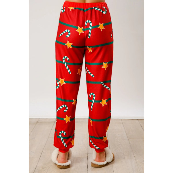 Julepyjamas for kvinner med striper i candy cane-mønster - Loungesett til jul red XL