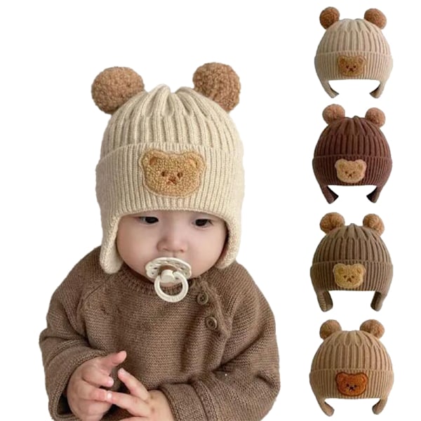 Baby Beanie Hat, Spædbarn Toddler Vinter Varmt Strikket Hætte coffee