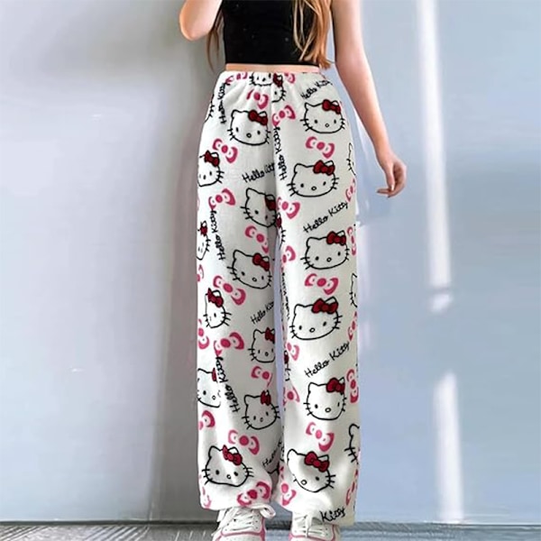 Anime Pyjamasbukser med All Over Print til Kvinder white 2XL