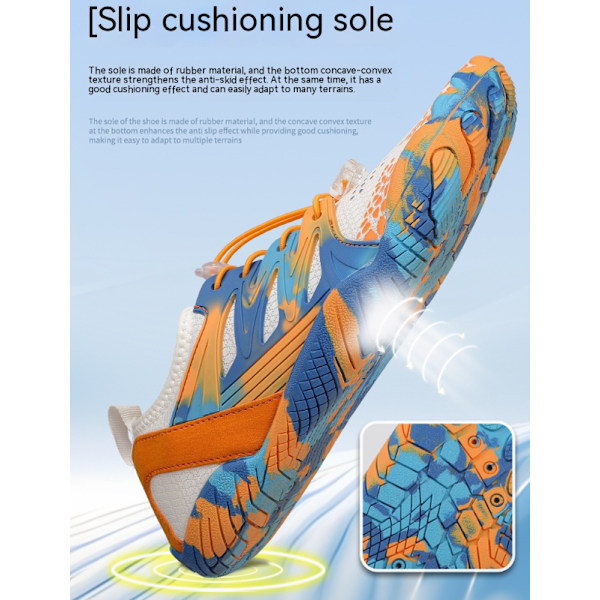 Unisex Vandresko til Mænd og Kvinder - Atletiske Vandsportsko, Barefodssko, Aqua Sko, Svømmesko, Strand Sko Blue Orange 44