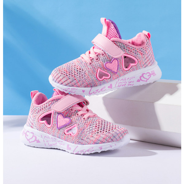 Flickor Casual Skor Lätta Mesh Sneakers Barn Sommar Sportskor pink 33