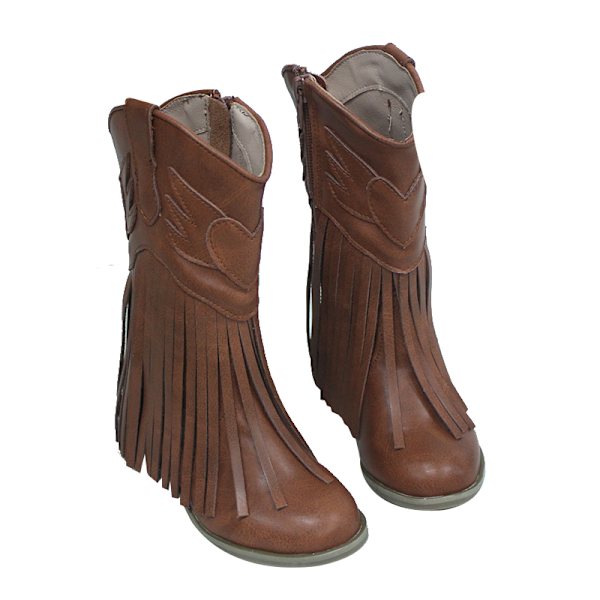 Cowgirl-tyyliset nahkasaappaat pienille tytöille talveksi brown sizse9