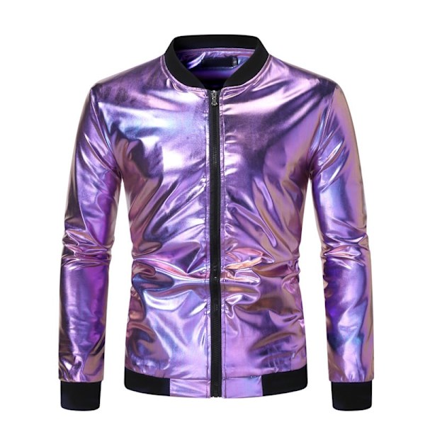 Metallisk jakke for menn 70-talls Disco Party Varsity-jakke purple M