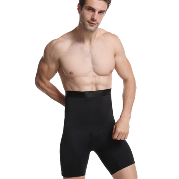 Män Shapewear Shorts med Hög Midja, Tummy Control Underkläder, Slankare Form black M