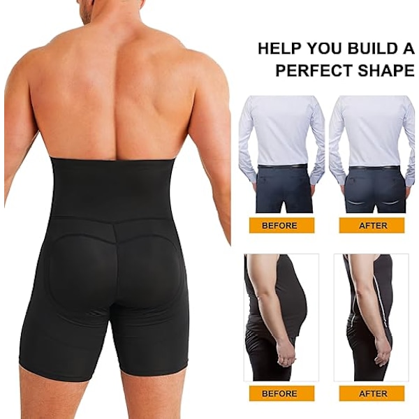 Män Shapewear Shorts med Magkontroll Hög Midja Slankare Kroppsshaper black M